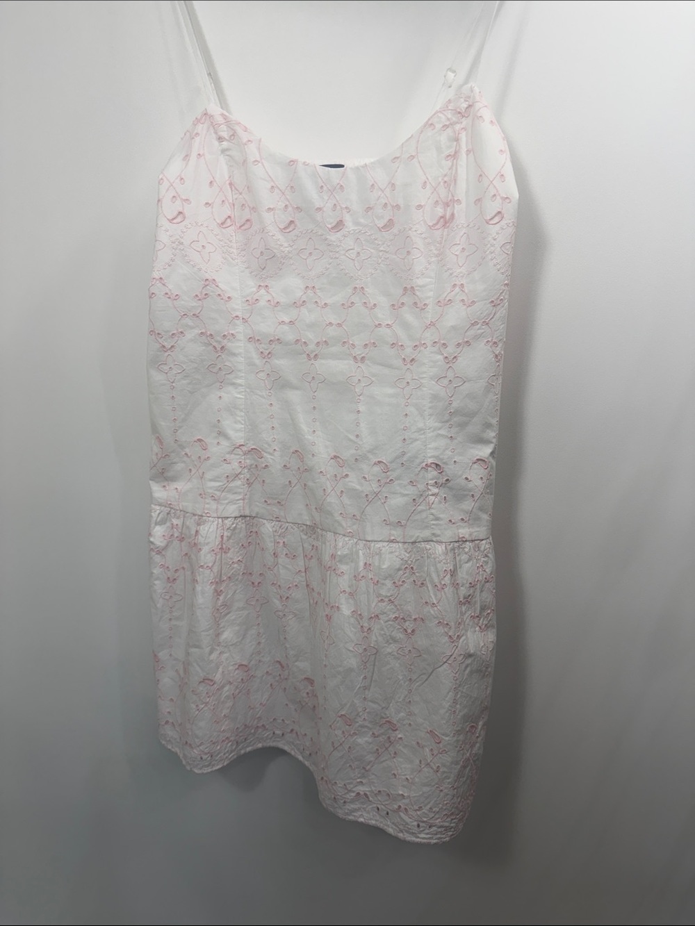 Roller Rabbit X Target Eyelet embroidery pink  white drop waist dress large.NWT